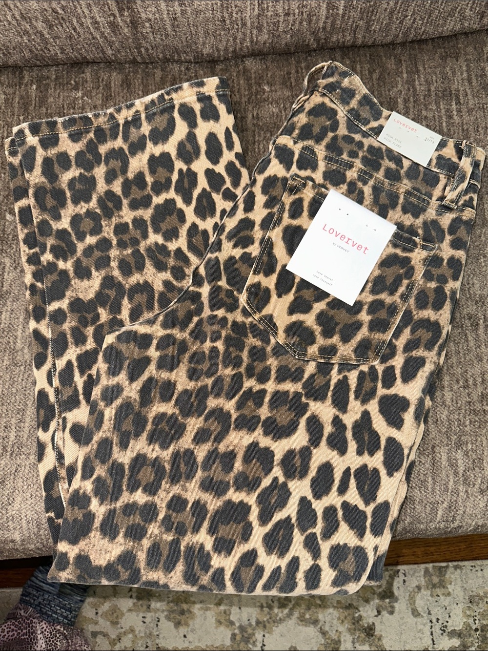 Lovervet  by Vervet  Leopard Skinny Jeans — Tan & Black